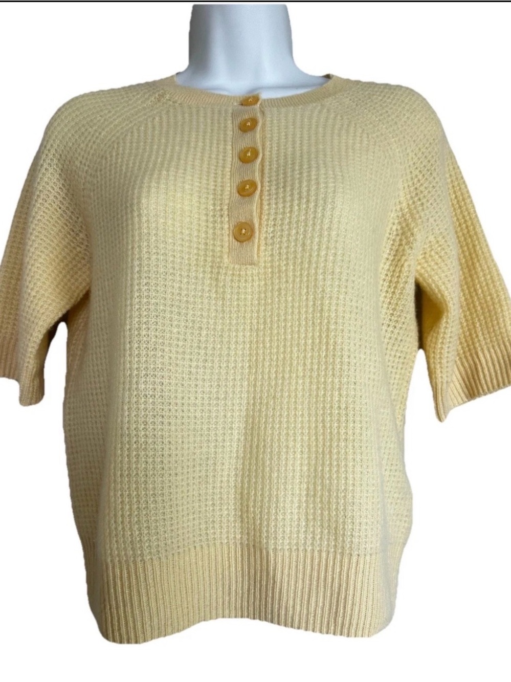 JOIE Women’s 100% Cashmere Short Sleeve Henley Sweater Sz M